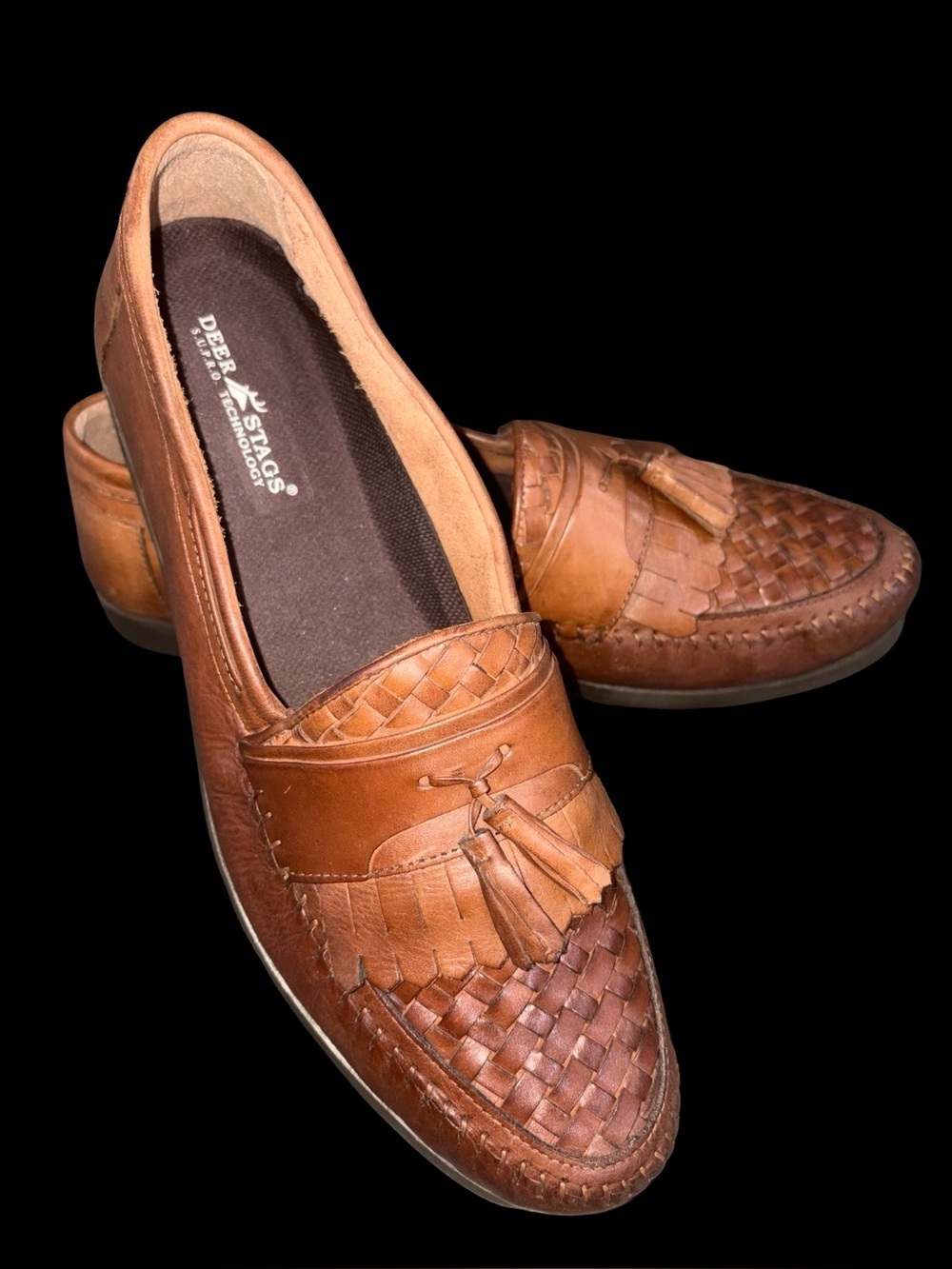 Men’s Deer Stags Victor Brown Woven Tassel Loafers Size 13W Comfort Slip-On